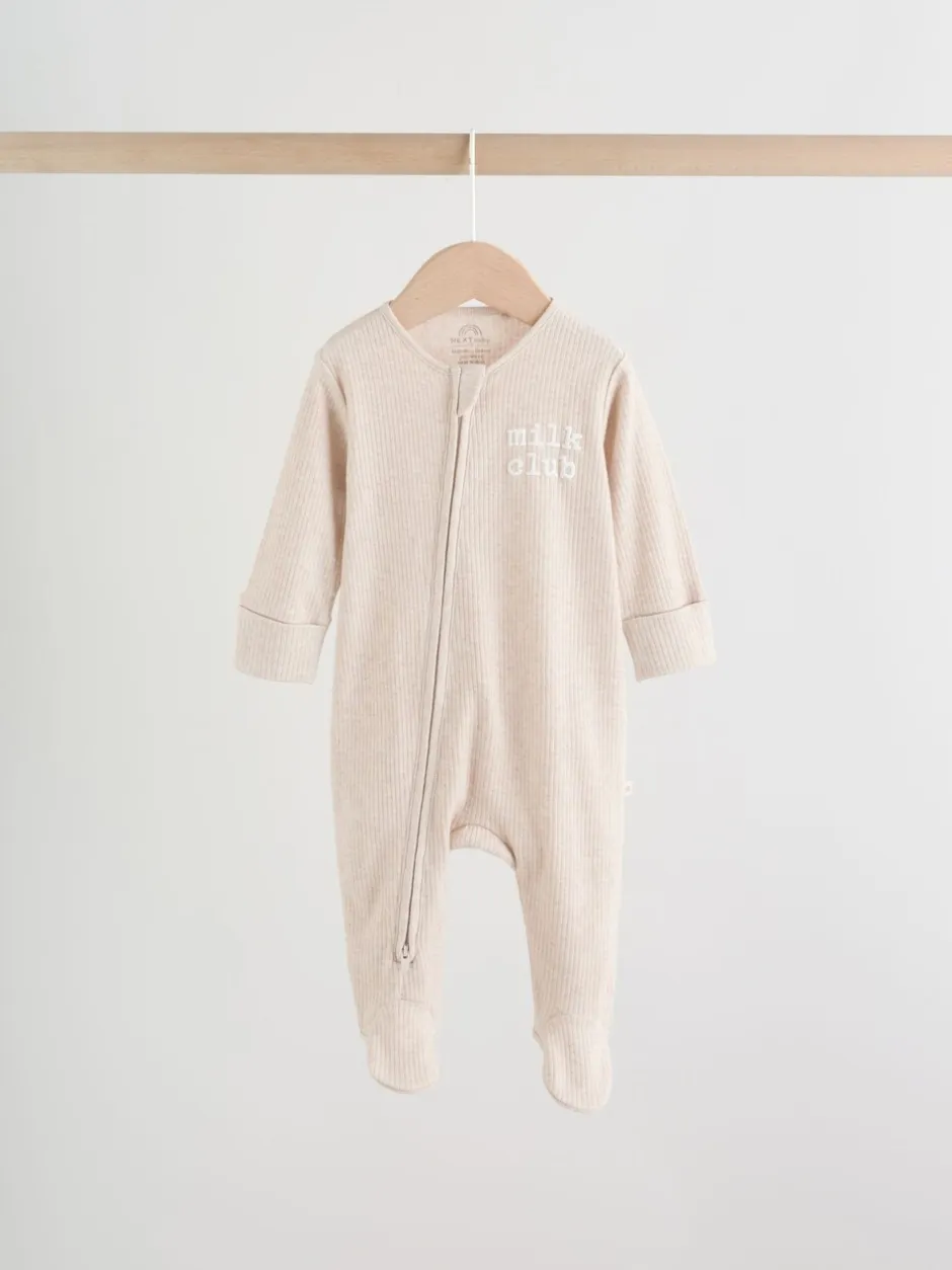 Multipacks|Babypakjes En Babypyjama's|Next Neutral Milkclub - Verpakking van 3 babypyjama's met tweewegrits (0-2jr)