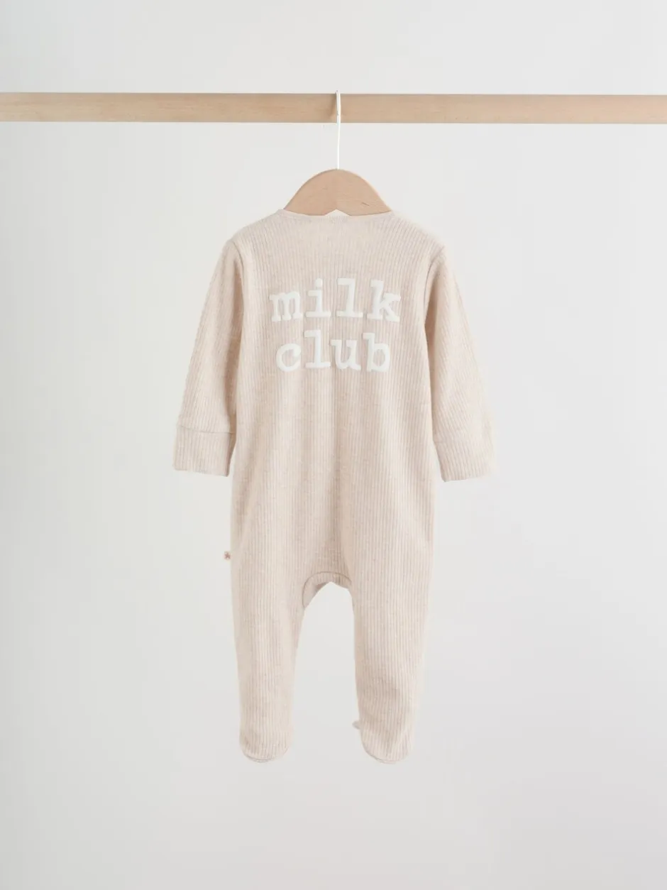 Multipacks|Babypakjes En Babypyjama's|Next Neutral Milkclub - Verpakking van 3 babypyjama's met tweewegrits (0-2jr)