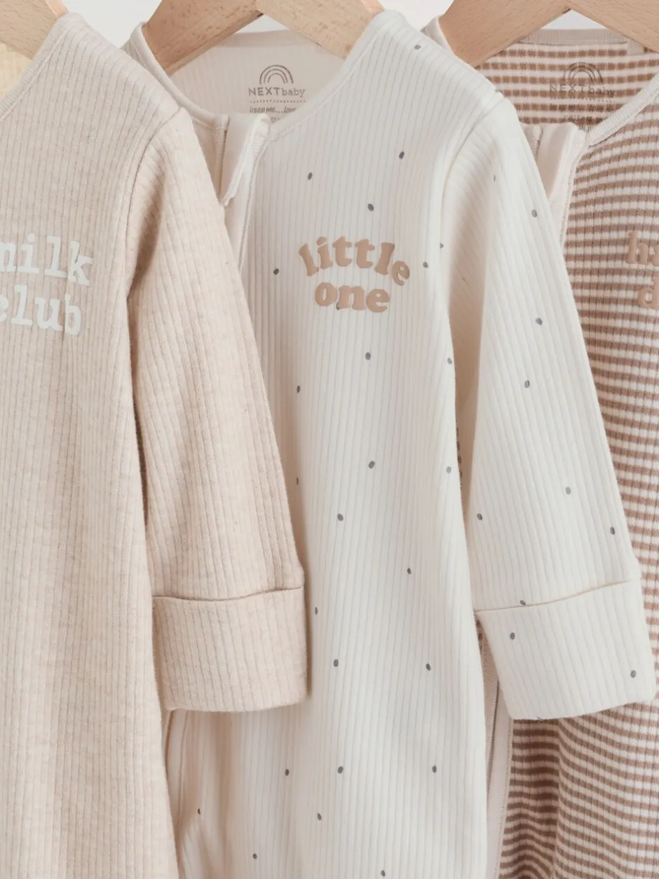 Multipacks|Babypakjes En Babypyjama's|Next Neutral Milkclub - Verpakking van 3 babypyjama's met tweewegrits (0-2jr)