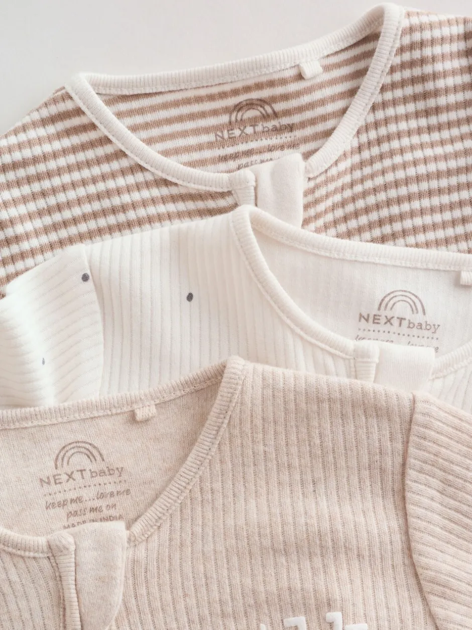 Multipacks|Babypakjes En Babypyjama's|Next Neutral Milkclub - Verpakking van 3 babypyjama's met tweewegrits (0-2jr)