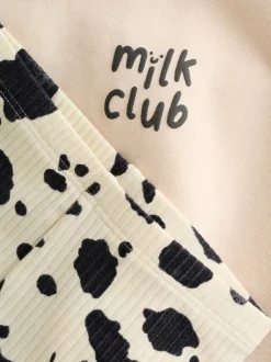Sets En Combisets|Truien En Breisels|Next Neutral/Cow Milk Club Printed - Sweat and Leggings Baby Set (0mths-2yrs)