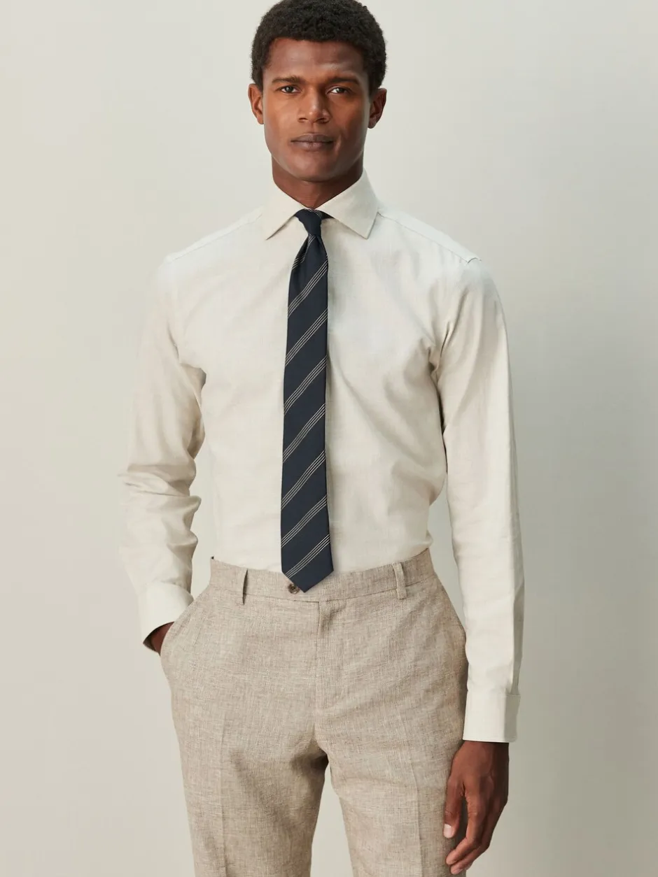 Shirts|Next Neutral/Navy Stripe - Normale Pasvorm - Set van overhemd met stropdas