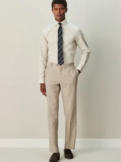 Shirts|Next Neutral/Navy Stripe - Normale Pasvorm - Set van overhemd met stropdas