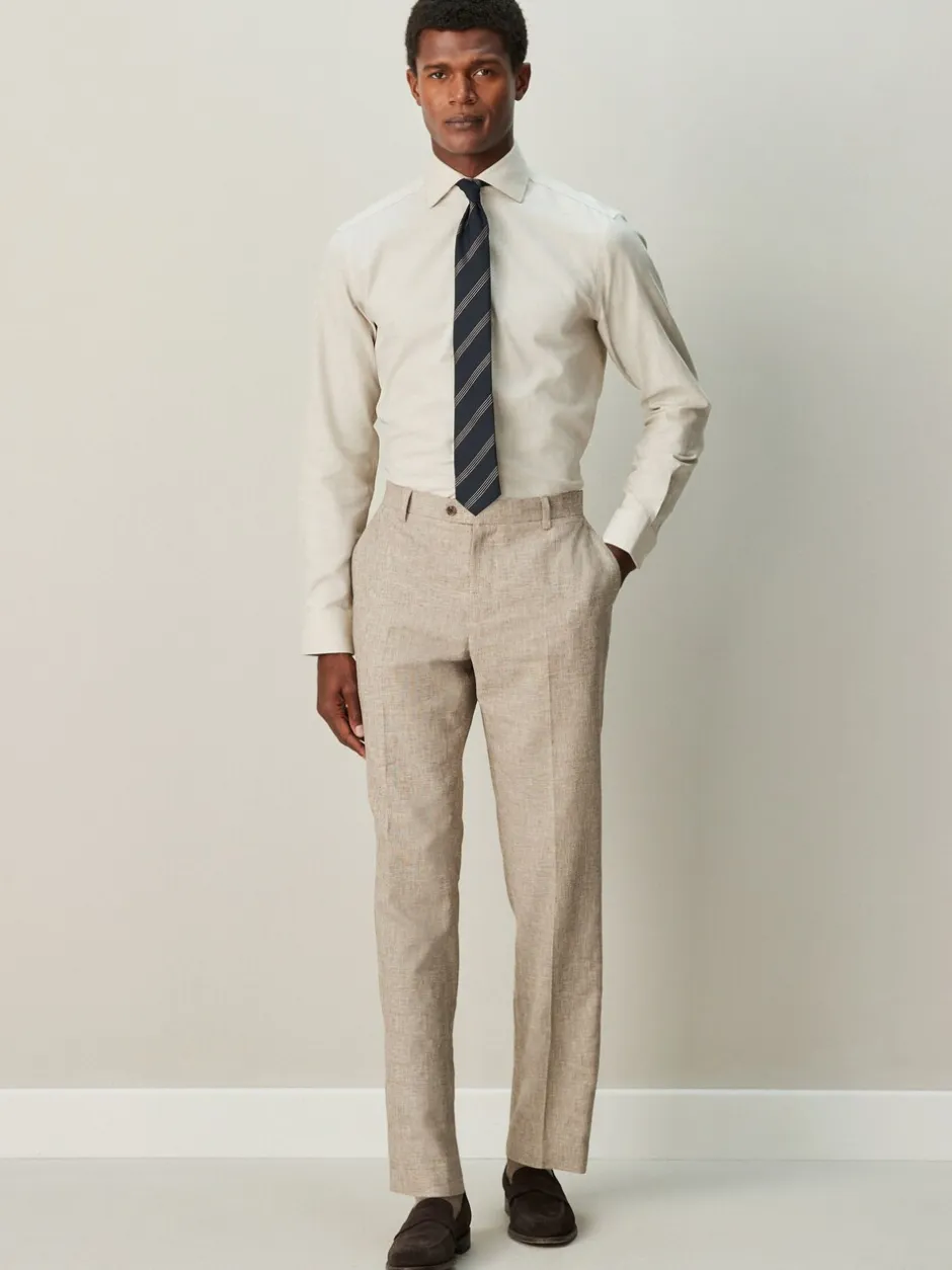 Shirts|Next Neutral/Navy Stripe - Normale Pasvorm - Set van overhemd met stropdas