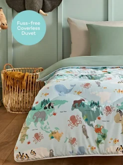 Dekbedden En Kussens*Night Lark Junior Overtrekloos Dekbed Set 4,5 Tog Animal Atlas
