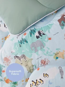 Dekbedden En Kussens*Night Lark Junior Overtrekloos Dekbed Set 4,5 Tog Animal Atlas