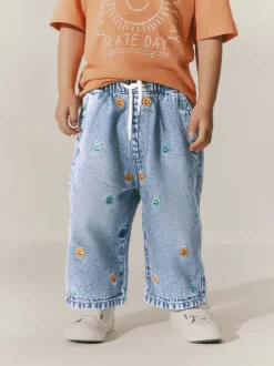 Jeans En Joggingbroeken|Jeans|Next Normaal blauw - 100% katoenen denim jeans met borduursel (3mnd -7jr)