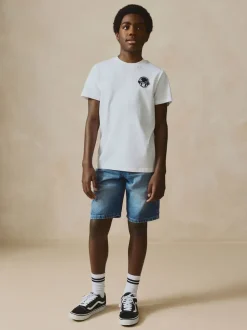 Shorts|Next - Bermuda denim shorts met elastische taille (3 - 16 jr) Normaal blauw