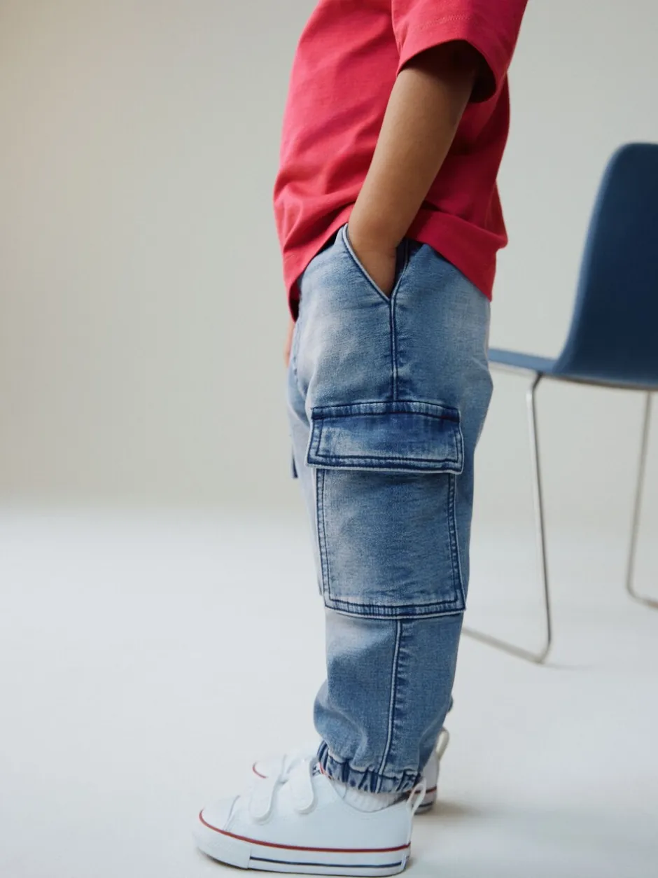 Jeans En Joggingbroeken|Jeans|Next - Comfortabele wijde cargojeans met stretch (3mnd-7jr) Normaal blauw
