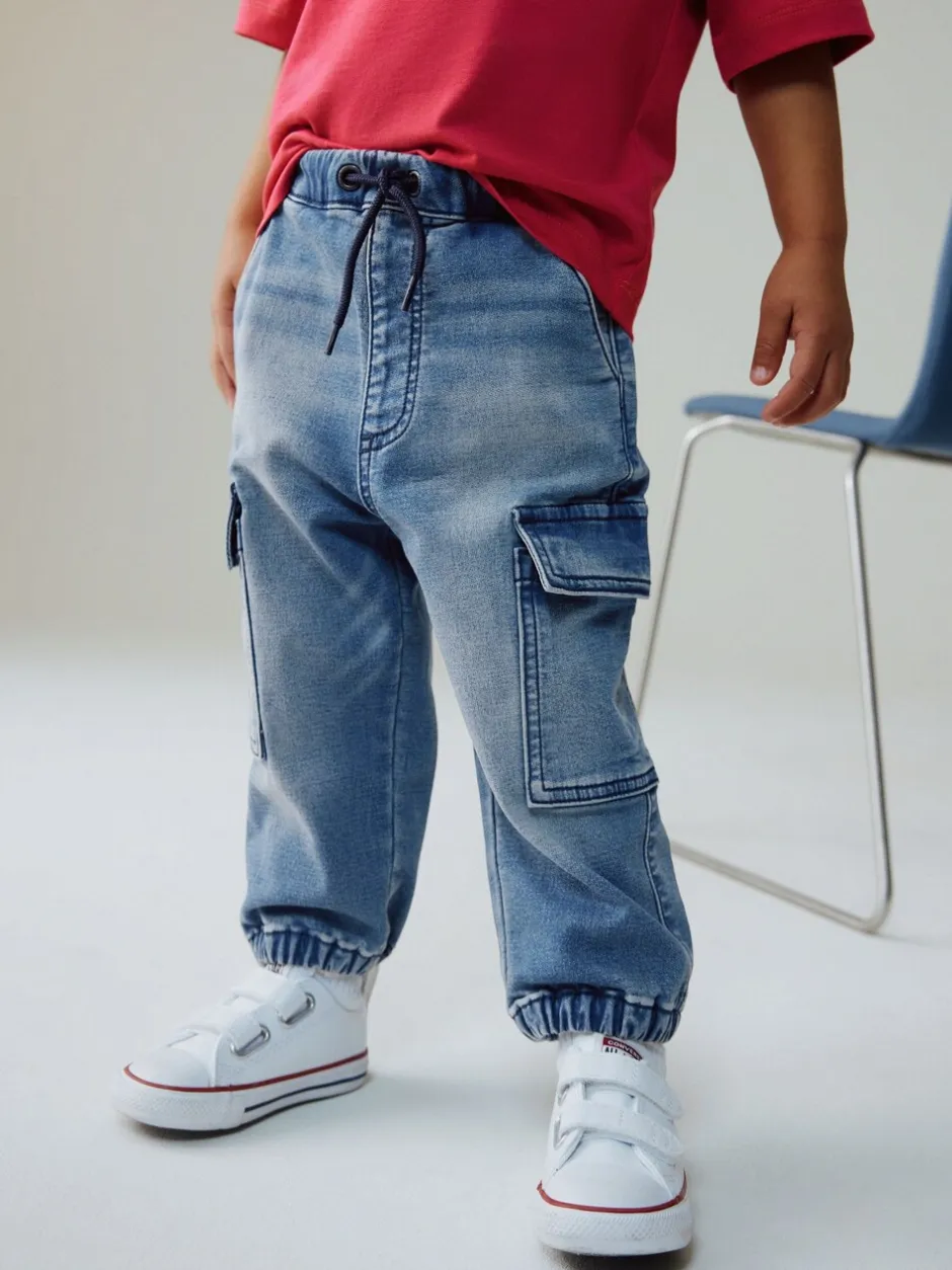 Jeans En Joggingbroeken|Jeans|Next - Comfortabele wijde cargojeans met stretch (3mnd-7jr) Normaal blauw