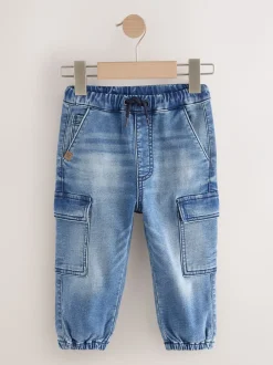 Jeans En Joggingbroeken|Jeans|Next - Comfortabele wijde cargojeans met stretch (3mnd-7jr) Normaal blauw