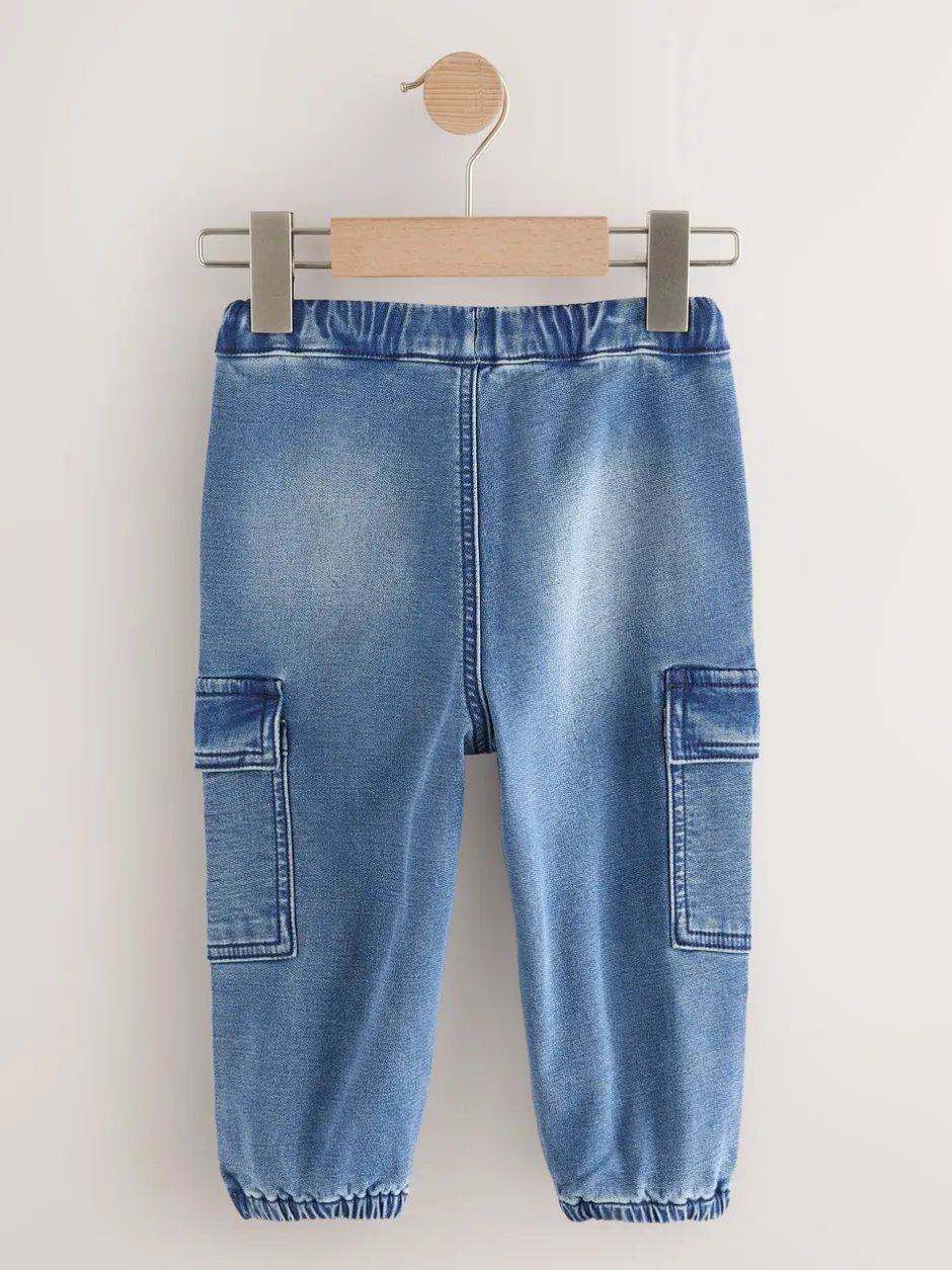 Jeans En Joggingbroeken|Jeans|Next - Comfortabele wijde cargojeans met stretch (3mnd-7jr) Normaal blauw