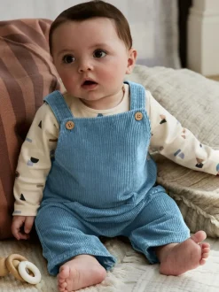 Rompertjes En Tuinbroeken|Sets En Outfits*Next Normaal blauw - Corduroy bretelbroeken en Bodysuit set (0mnd-2jr)