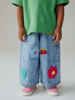 Jeans En Joggingbroeken|Jeans*Next Normaal blauw - Crochet Embellished Wide leg Jeans (3mths-7yrs)