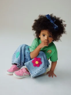 Jeans En Joggingbroeken|Jeans*Next Normaal blauw - Crochet Embellished Wide leg Jeans (3mths-7yrs)