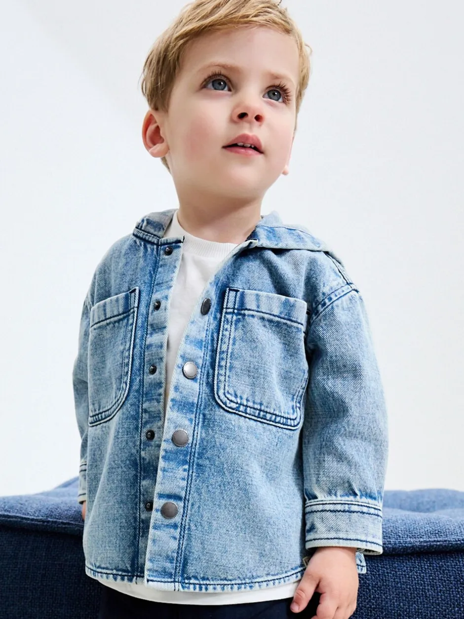 Shirts*Next - Denim overhemd met capuchon (3mnd -7jr) Normaal blauw