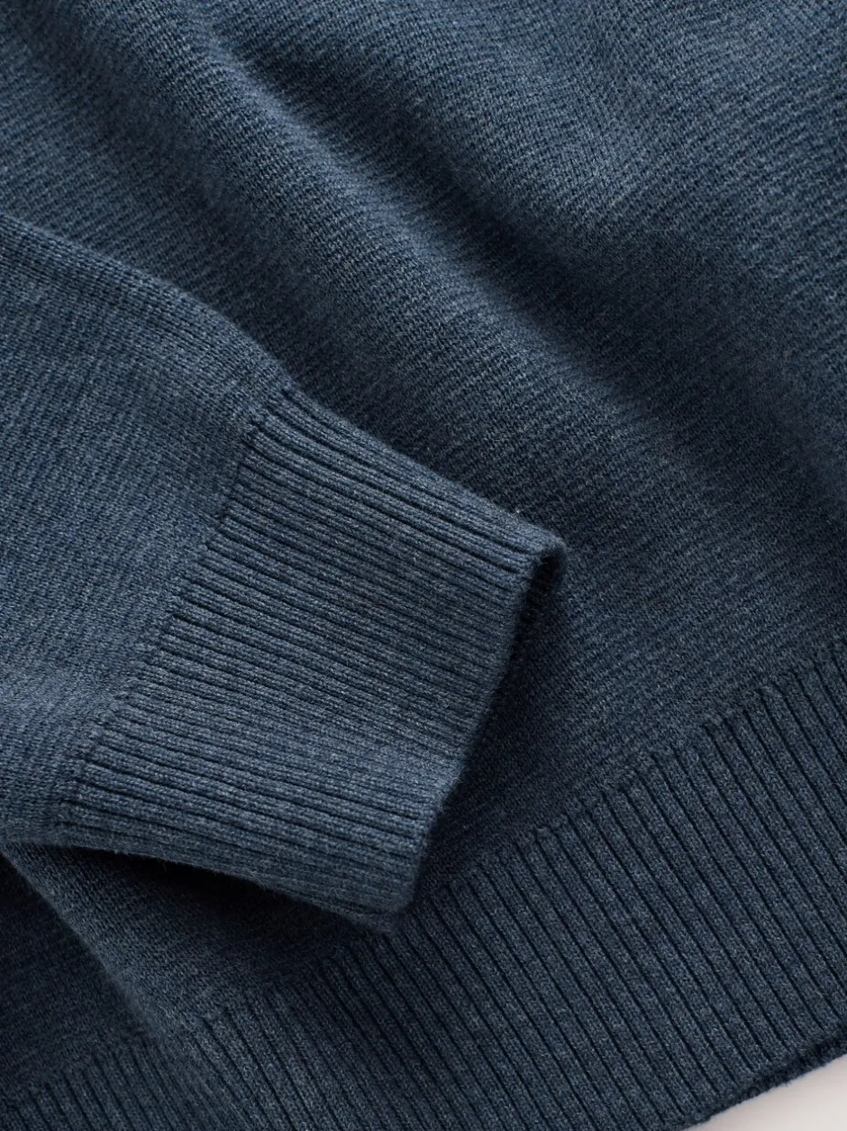 Gebreide Kleding|Next Normaal blauw - Effen - Regular fit 100% katoenen premium trui met korte rits