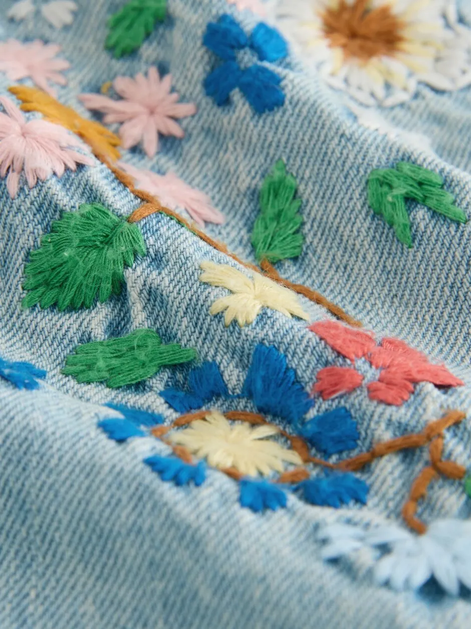 Rompertjes En Tuinbroeken|Tuinbroeken|Next Normaal blauw - Floral Embroidered Denim Playsuit and T-Shirt (3mths-7yrs)