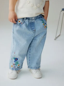 Jeans En Joggingbroeken|Jeans*Next Normaal blauw - Floral Embroidered Jeans (3mths-7yrs)