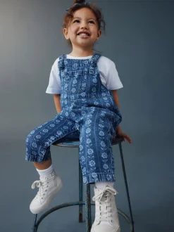 Tuinbroeken|Jumpsuits En Playsuits|Next Normaal blauw - Floral Print Dungarees (3mths-7yrs)
