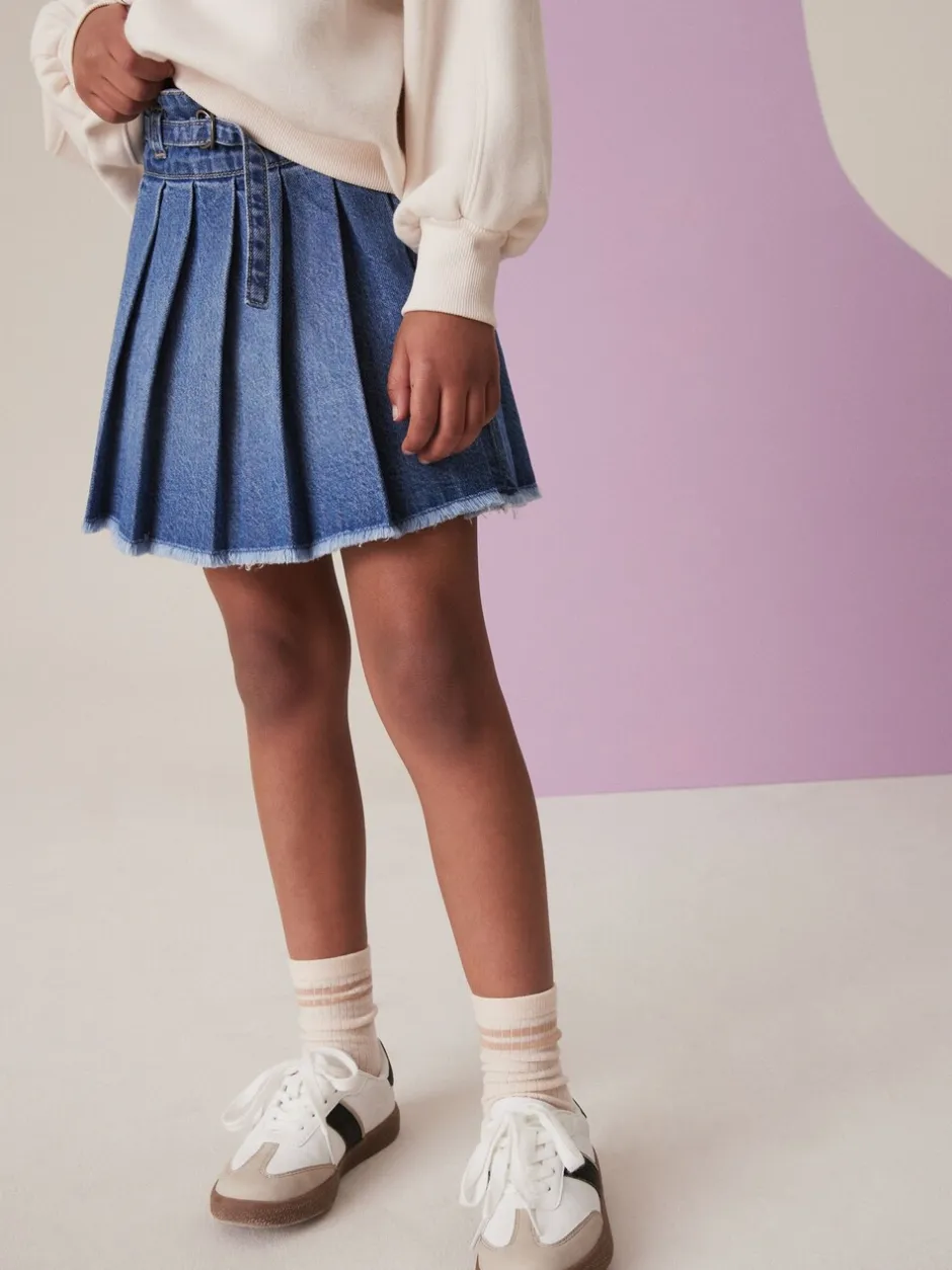 Shorts En Rokken|Next - Geplooide denim rok (3-16jr) Normaal blauw