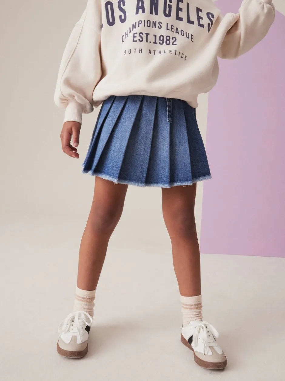 Shorts En Rokken|Next - Geplooide denim rok (3-16jr) Normaal blauw