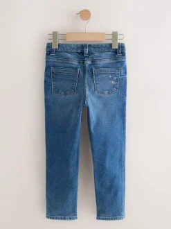Jeans*Next Normaal blauw - Jeans met rechte pijpen en bloemenborduursel (3-16jr)