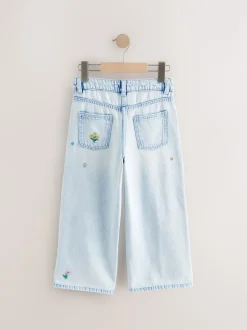 Jeans*Next Normaal blauw - Jeans met rechte pijpen en bloemenborduursel (3-16jr)