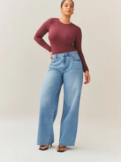 Jeans*Next Normaal blauw - Jeans met zandloperpasvorm en wijde pijpen