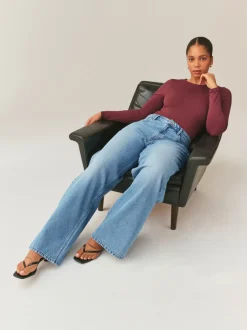 Jeans*Next Normaal blauw - Jeans met zandloperpasvorm en wijde pijpen