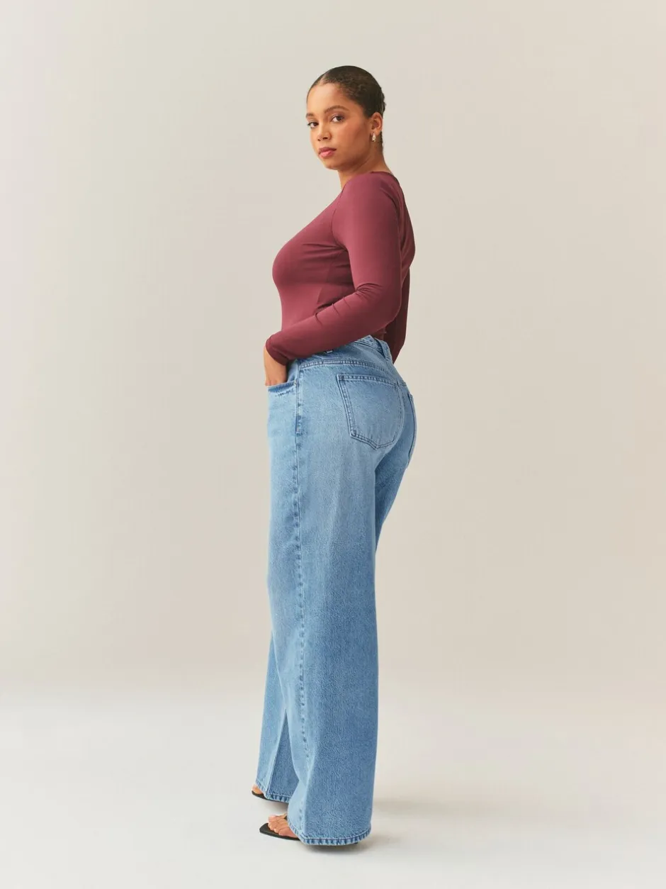 Jeans*Next Normaal blauw - Jeans met zandloperpasvorm en wijde pijpen