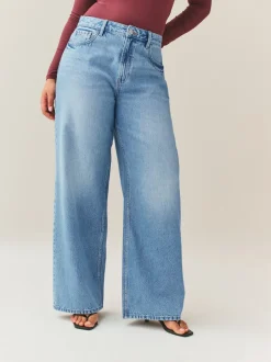Jeans*Next Normaal blauw - Jeans met zandloperpasvorm en wijde pijpen