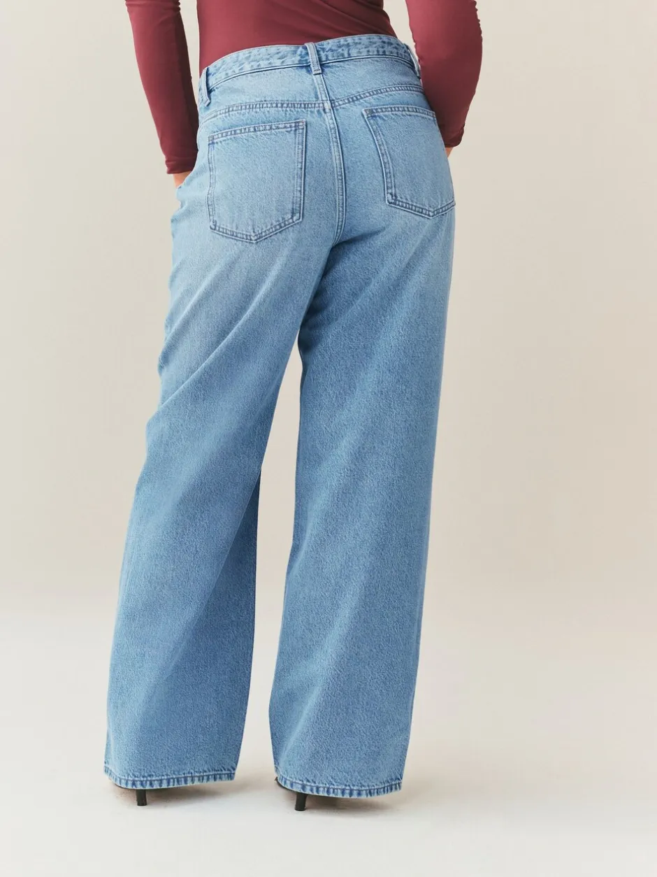 Jeans*Next Normaal blauw - Jeans met zandloperpasvorm en wijde pijpen