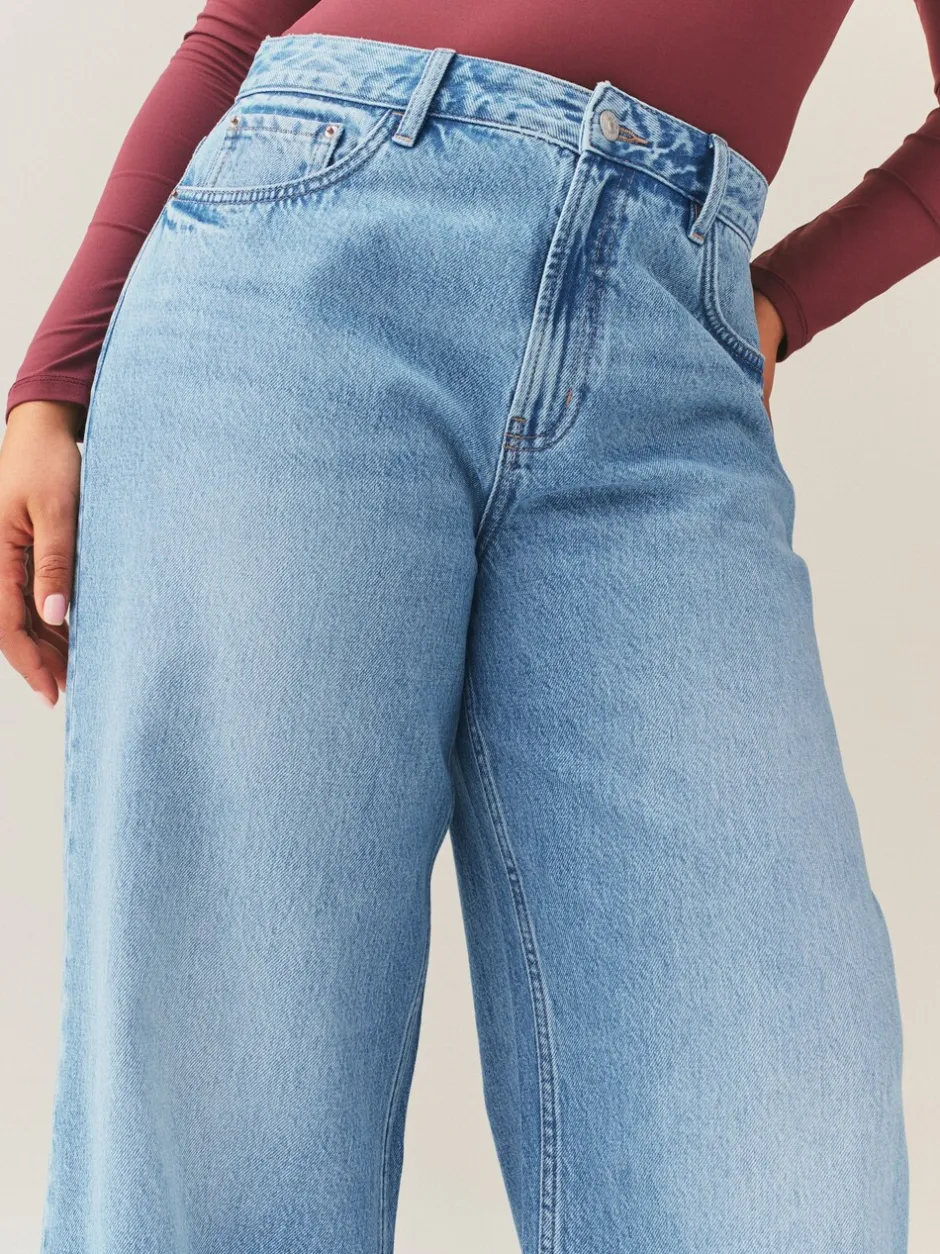Jeans*Next Normaal blauw - Jeans met zandloperpasvorm en wijde pijpen