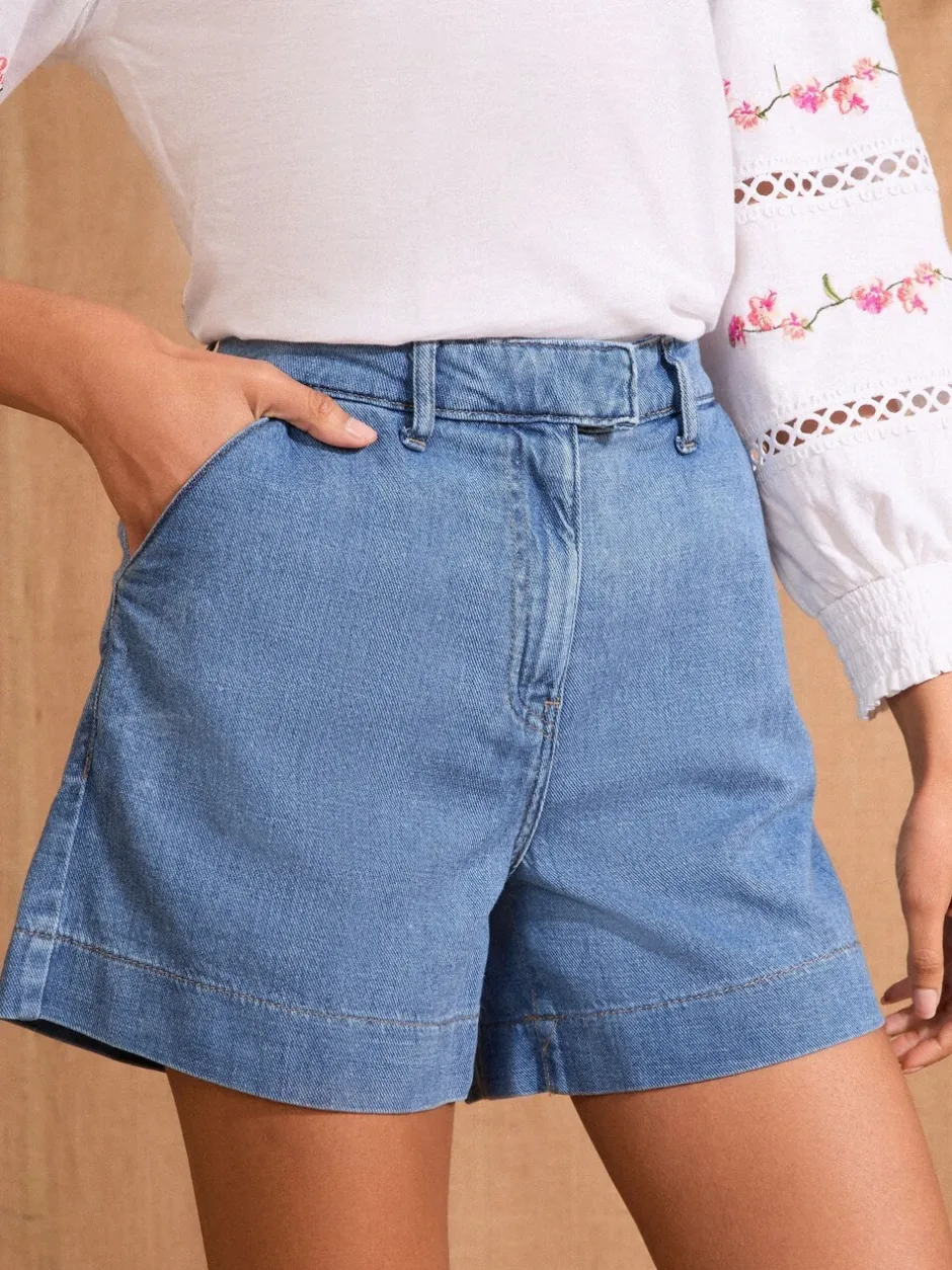 Shorts|Love & Roses - Verlengde band Tailored Shorts Normaal blauw