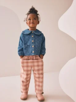 Tops*Next Normaal blauw - Set van denim overhemd en geruite broek (3mnd-7jr)