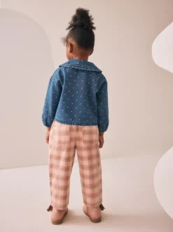 Tops*Next Normaal blauw - Set van denim overhemd en geruite broek (3mnd-7jr)