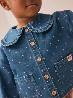 Tops*Next Normaal blauw - Set van denim overhemd en geruite broek (3mnd-7jr)