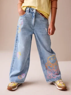 Jeans*Next Normaal blauw - SmileyWorld® jeans met wijde pijpen (3-16jr)
