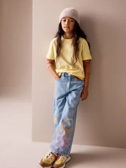 Jeans*Next Normaal blauw - SmileyWorld® jeans met wijde pijpen (3-16jr)