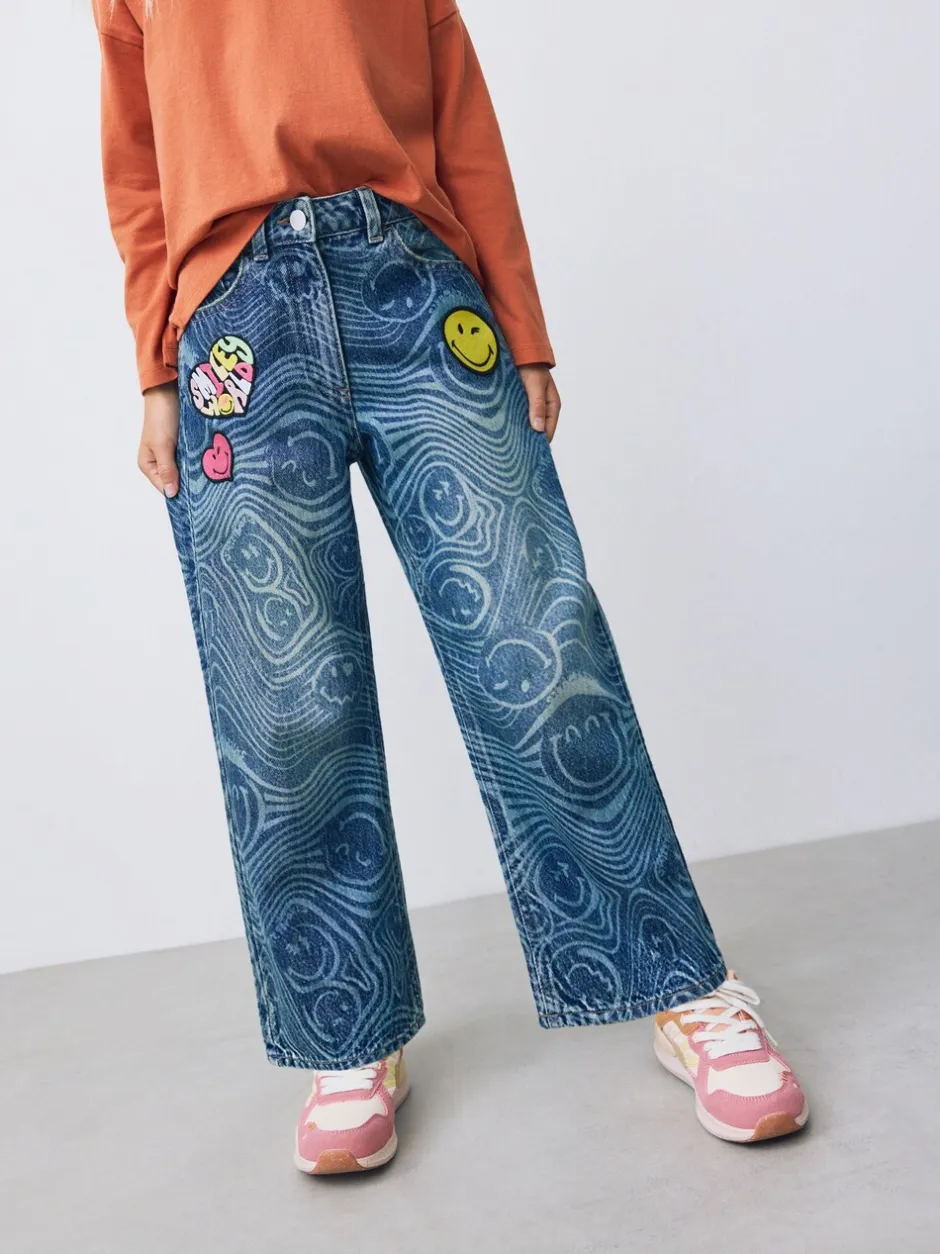 Jeans*Next Normaal blauw - SmileyWorld® jeans met wijde pijpen (3-16jr)