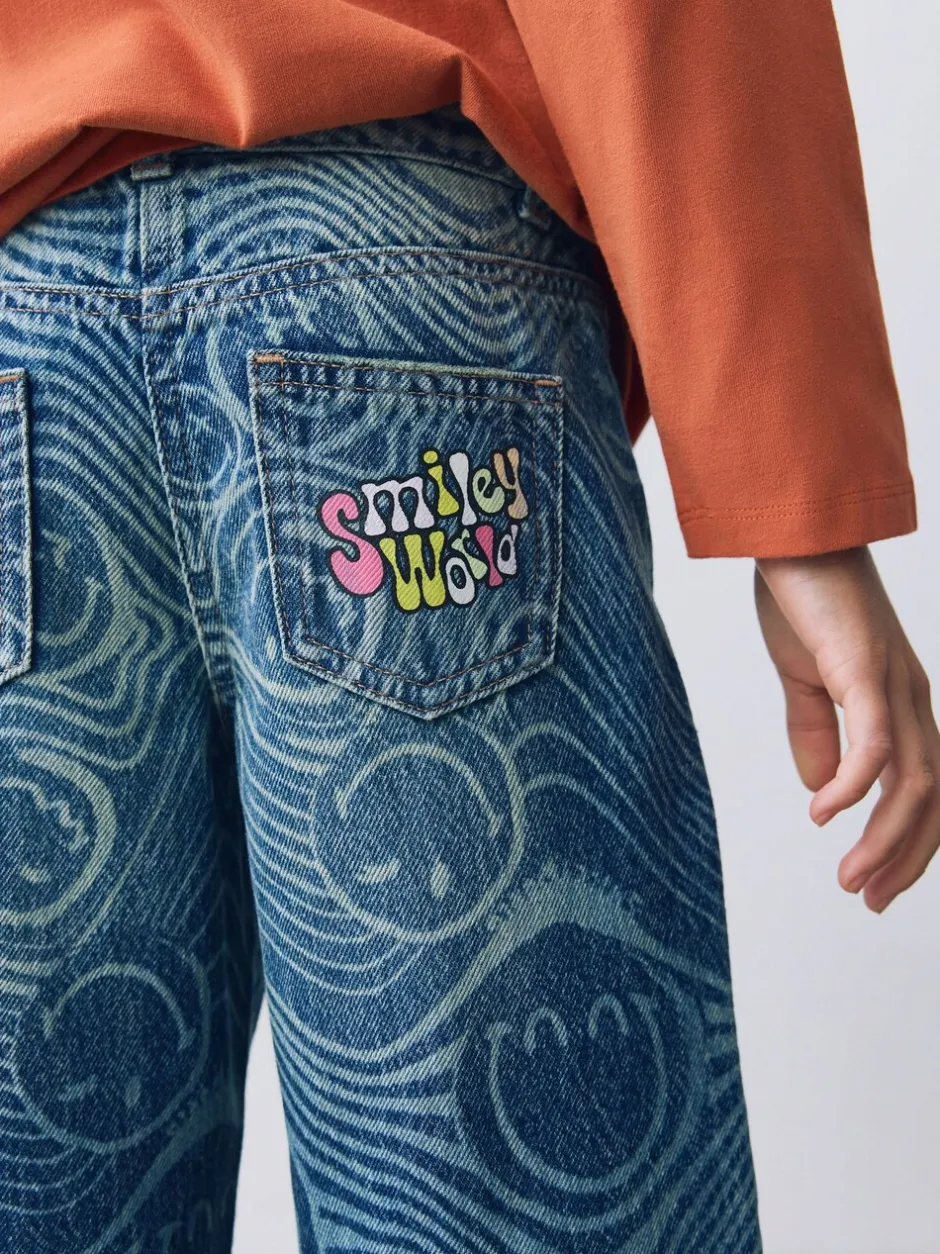 Jeans*Next Normaal blauw - SmileyWorld® jeans met wijde pijpen (3-16jr)