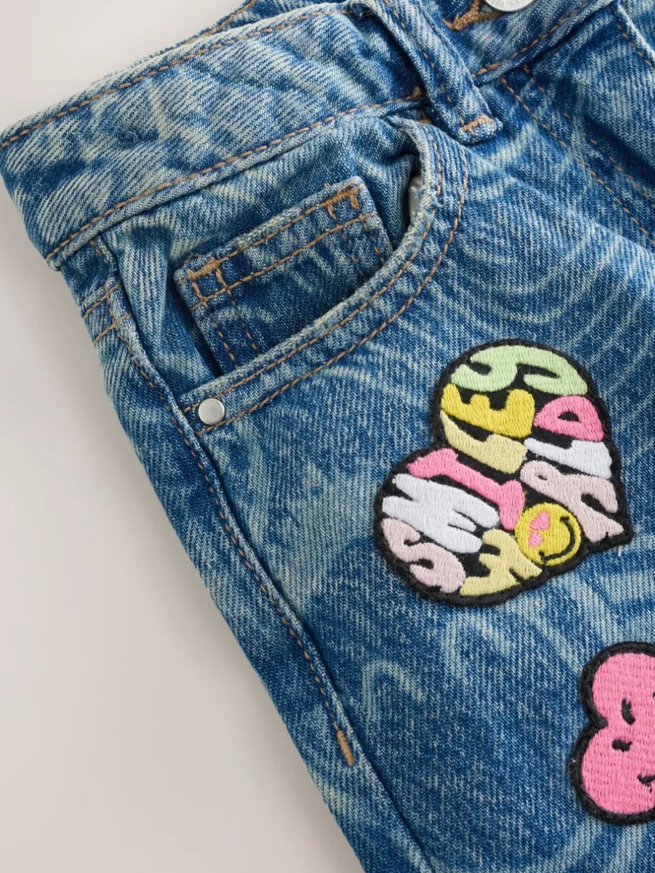 Jeans*Next Normaal blauw - SmileyWorld® jeans met wijde pijpen (3-16jr)