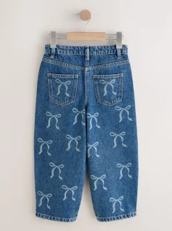 Jeans|Next Normaal blauw - Wijde jeans met Bloemenprint en versieringen (3-16jr)