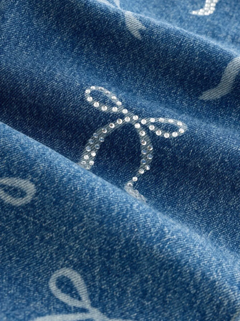 Jeans|Next Normaal blauw - Wijde jeans met Bloemenprint en versieringen (3-16jr)