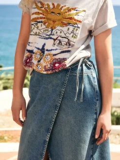 Rokken*Next Normaal blauw - Wrap Maxi Denim Skirt