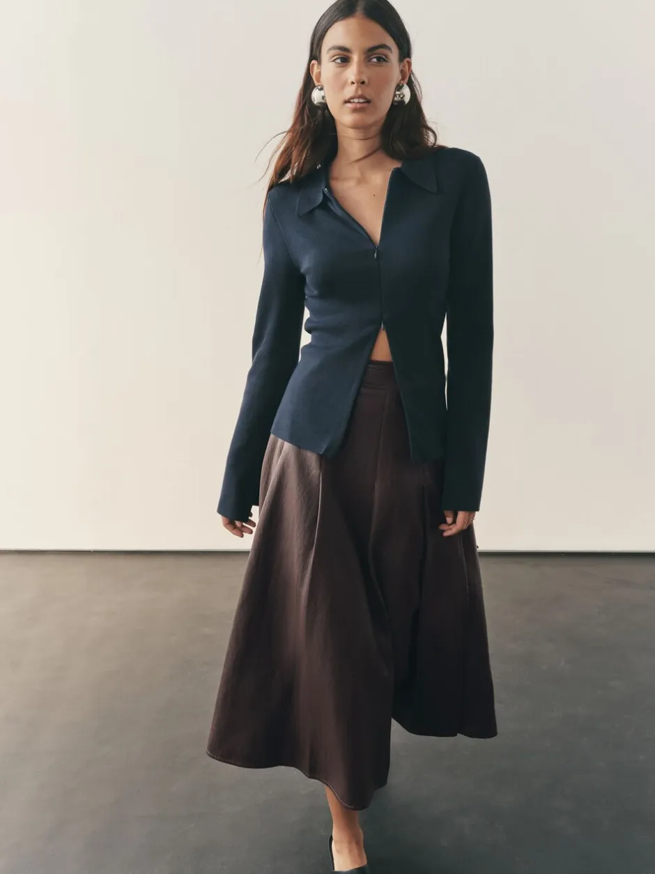 Rokken|Nothing Ordinary Faux Leather Wrap Midi Kilt Skirt