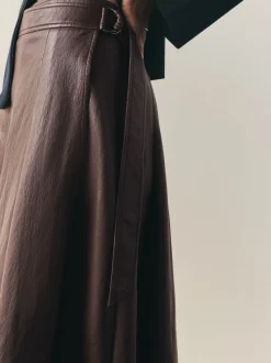 Rokken|Nothing Ordinary Faux Leather Wrap Midi Kilt Skirt