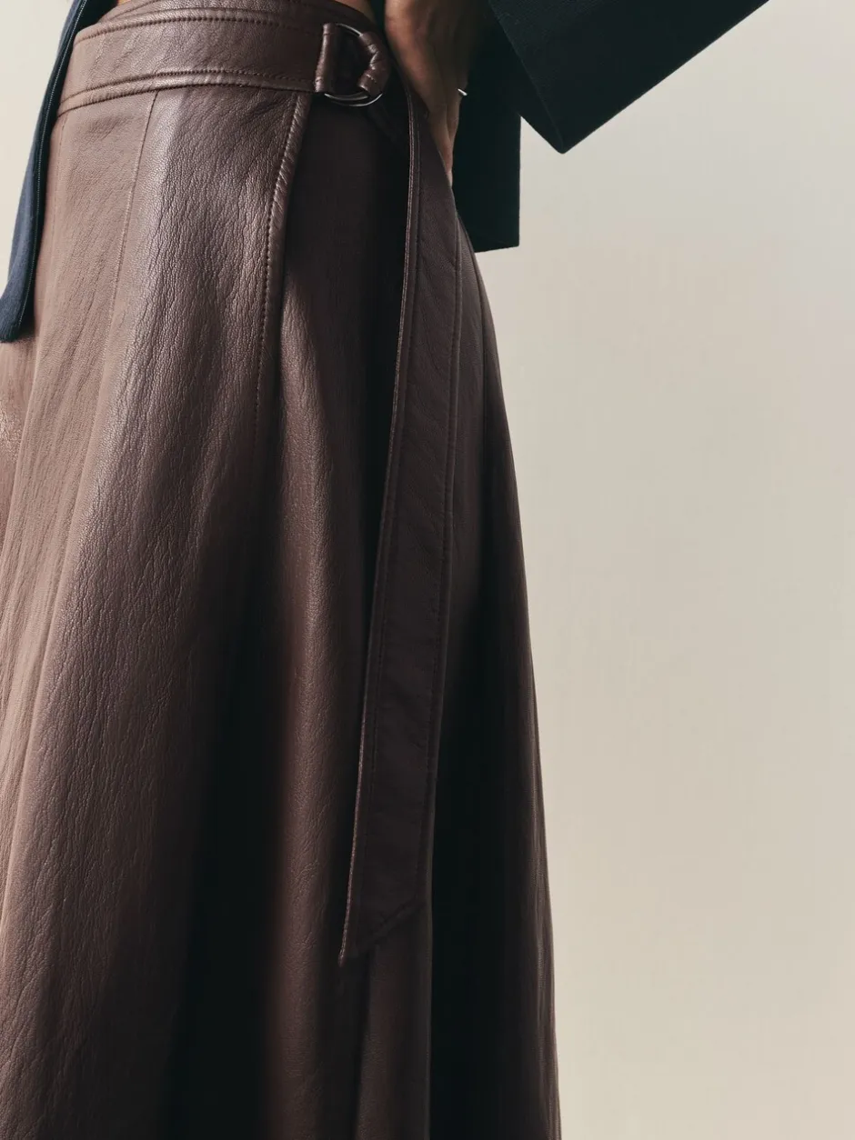 Rokken|Nothing Ordinary Faux Leather Wrap Midi Kilt Skirt