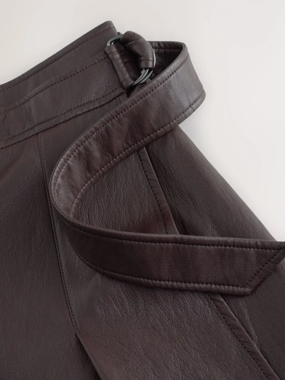 Rokken|Nothing Ordinary Faux Leather Wrap Midi Kilt Skirt